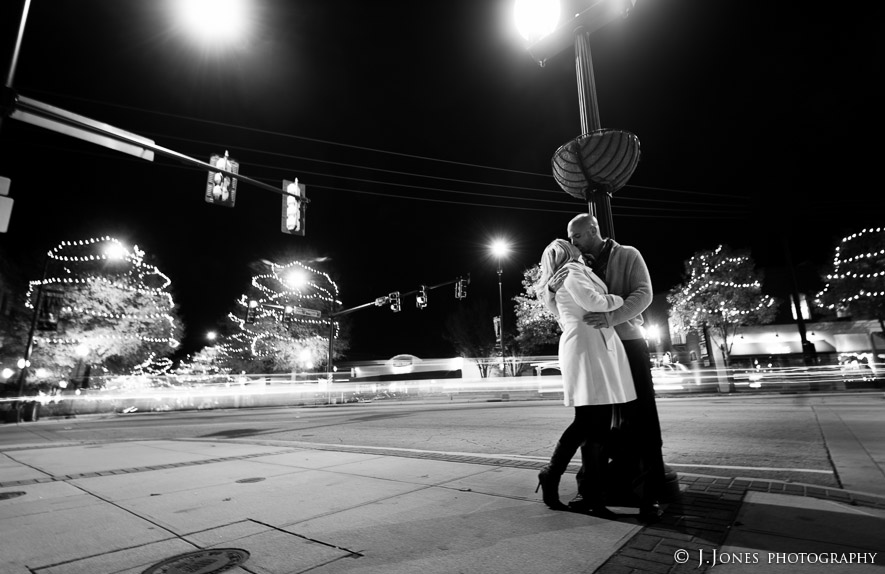 Downtown Greenville Night Engagement Photos